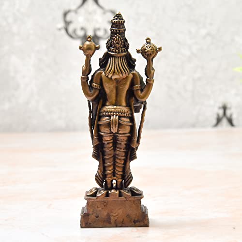 Handmade Copper Balaji with Garuda Idol 5 inches Bhimonee Decor