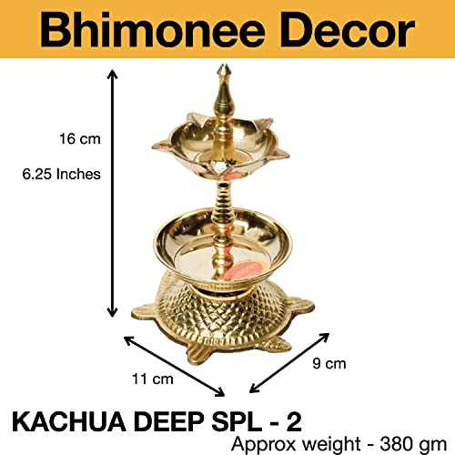 Pure Brass Kachua Deep, Deepak, Diya for Pooja Purposes, 6.25 Inches, 380 gm