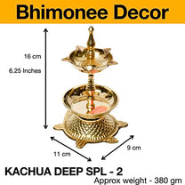 Pure Brass Kachua Deep, Deepak, Diya for Pooja Purposes, 6.25 Inches, 380 gm