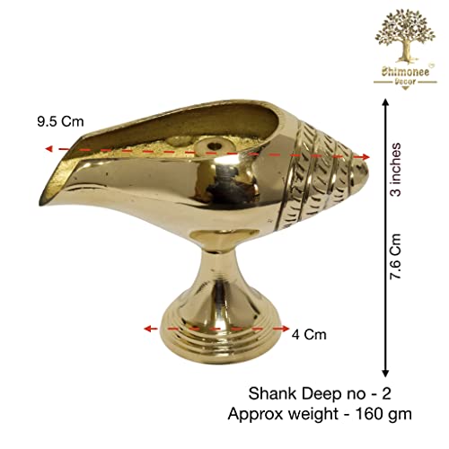 Pure Brass Shank Design Table Diya, 3 inches, Brass, Pack of 1 pc