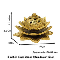 Lotus Design Brass Agarbatti/Dhoop Holder, Home Décor, Gift & Puja, 580 gm, 2.2 inches, Brass Black Antique Finish, 1 Piece