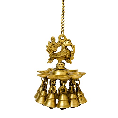Brass Hanging Diya with Bell India