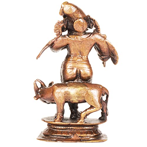 Copper Cow Krishna Idol, 110 Grams, 2.5 inches, Pack of 1 Piece
