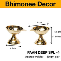 Pure Brass Paan Deep, Deepak, Diya for Pooja Purposes, 2.1 Inches, 180 gm