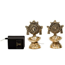 Pure Brass Shanku Chakra Electric Bulb Lights Diya