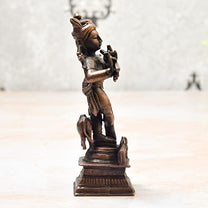 4 inches, Handmade Copper Cow Krishna Idol, 210 Grams , Patina Antique Finish , Pack of 1 Piece