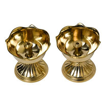 Pure Brass Rose Nanda Table Diya, 1.75 inches, Brass, Pack of 2 pcs