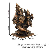 Handmade Copper Lakshmi Narasimha Swamy Idol Dimensions