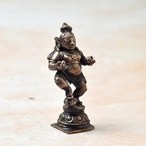 Copper Butter Navaneetha Krishna Idol, 2.5 inches, 60 Grams, Patina Antique Finish