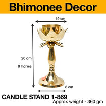 Brass Candle Stand Holder for Pooja Room Decor, Home Decoration All Purpose, 8 inches, 360gm