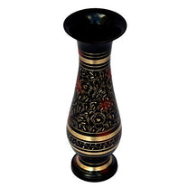 Pure Brass Double Colour Bidri Work Flower Vase 10" Decor