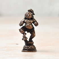 Copper Butter Navaneetha Krishna Idol, 2.5 inches, 60 Grams, Patina Antique Finish