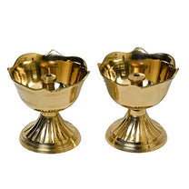 Pure Brass Rose Nanda Table Diya, 1.75 inches, Brass, Pack of 2 pcs