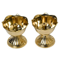 Pure Brass Rose Nanda Table Diya, 1.75 inches, Brass, Pack of 2 pcs