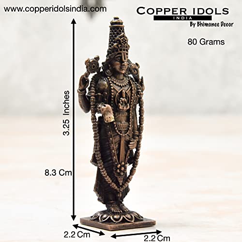  Handmade Copper Balaji Idol Spl 3.25 inches Dimensions