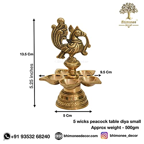 Pure Brass Peacock Design Antique Diya | Table Diya | Deep | Deepak for Pooja | Puja|Mandir | Diwali Festival Decoration