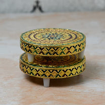 Golden Foil Meenakari Round Chowki 2