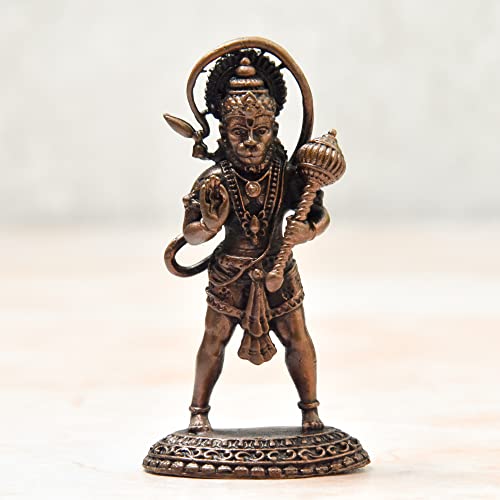 Copper Hanuman Idol, 65 Grams, 2.75 inches, Patina Antique Finish