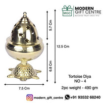 Brass Tortoise Covering Diya, 5 inches by printology, Set of 2