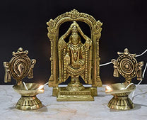 Pure Brass Shanku Chakra Electric Bulb Lights Diya Front View