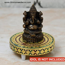 Buy Wooden Golden Foil Meenakari Round Chowki  2