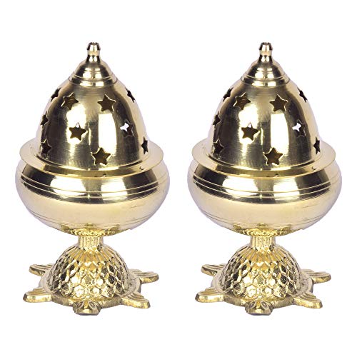 Brass Tortoise Covering Diya, 5 inches by printology, Set of 2