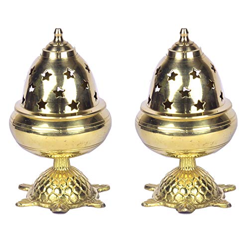 Pure Brass Tortoise Covering Diya/Tulsi Diya 5.25 inches by printology, Set of 2
