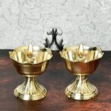 Pure Brass Rose Nanda Table Diya, 1.75 inches, Brass, Pack of 2 pcs