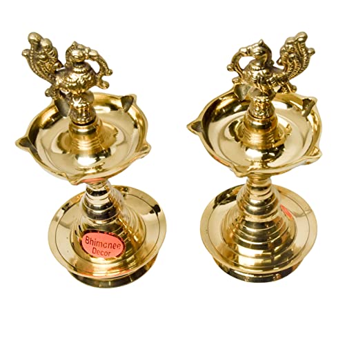 Pure Brass Udupi Murga Global Deep, Deepak, Diya for Pooja Purposes, 6.75 Inches, 750 gm