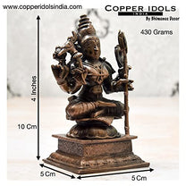 Copper Handmade Meenakshi Devi Idol 4 inches Dimensions