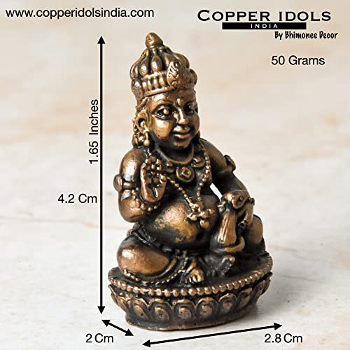 Copper Indian Kuber Idol, 1.65 inches, 50 Grams, Pack of 1 Piece
