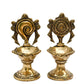 Pure Brass Shanku Chakra Long Table Diya, 6 inches Big Size, Brass, Pack of 1 Pair