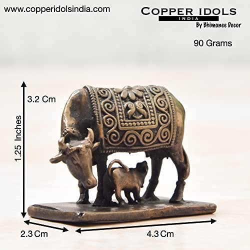  Handmade Copper Cow and Calf 1.25 inches Dimensions