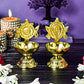 Pure Brass Shanku Chakra Diya Big Size, 4.3 inches, Gold Polish, Pack of 1 Pair