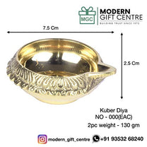 Set of 2 Pure Brass Kuber Diya 1 inch by printology