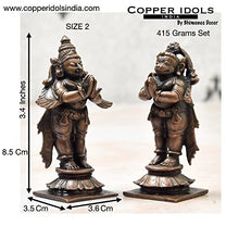 Copper Garuda Hanuman Set 3.4 inch Dimensions