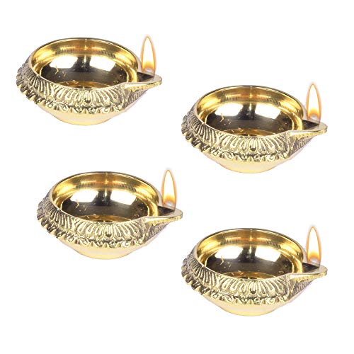 Set of 4 Pure Brass Kuber Diya 1 inch by printology