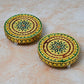 Wooden Golden Foil Meenakari Round Chowki Top View 2