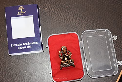 Copper Handmade Small Ganesha 2.4 inches Sitting Idol Gift