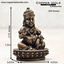 Copper Indian Kuber Idol, 2.75 inches, 200 Grams, Pack of 1 Piece