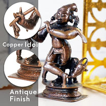 Copper Cow Krishna Idol, 110 Grams, 2.5 inches, Pack of 1 Piece