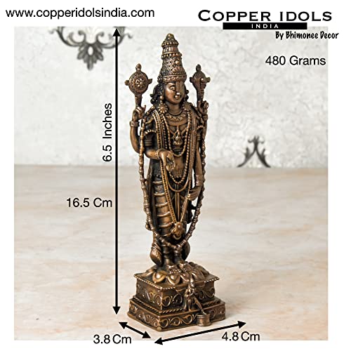 Handmade Copper Balaji Idol with Garuda Spl Dimensions