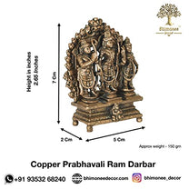 Copper Handmade Lord Ram Darbar Murti Dimensions