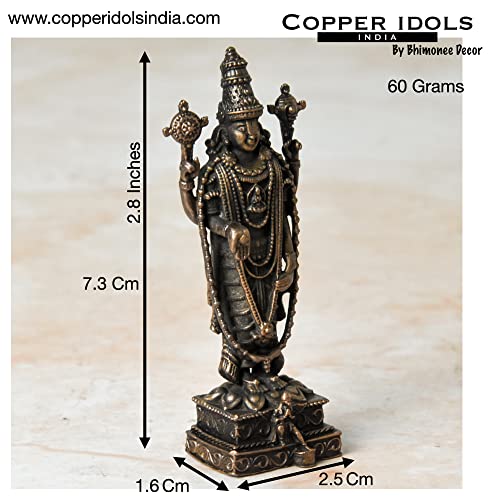 Handmade Copper Balaji Idol with Garuda Spl 2.8 inches Dimension