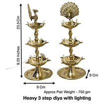  Pure Brass 3 Step Electric Bulb Lights Diya Dimensions