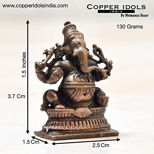 Handmade Copper Ganesha Idol 1.5 Inches  Dimension