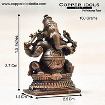 Handmade Copper Ganesha Idol 1.5 Inches  Dimension