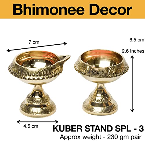 Pure Brass Kuber Deep, Deepak, Diya for Pooja Purposes, 2.6 Inches, 230 gm