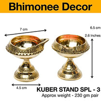 Pure Brass Kuber Deep, Deepak, Diya for Pooja Purposes, 2.6 Inches, 230 gm