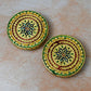 Wooden Golden Foil Meenakari Round Chowki Top View 3